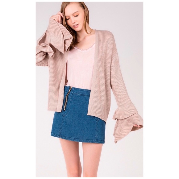 OPEN CARDIGAN WITH LONG RUFFLE SLEEVES - Picture 3 of 9